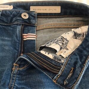 PILCRO by Anthropologie Mid-Rise Slim Denim Shorts Bermuda Size 25